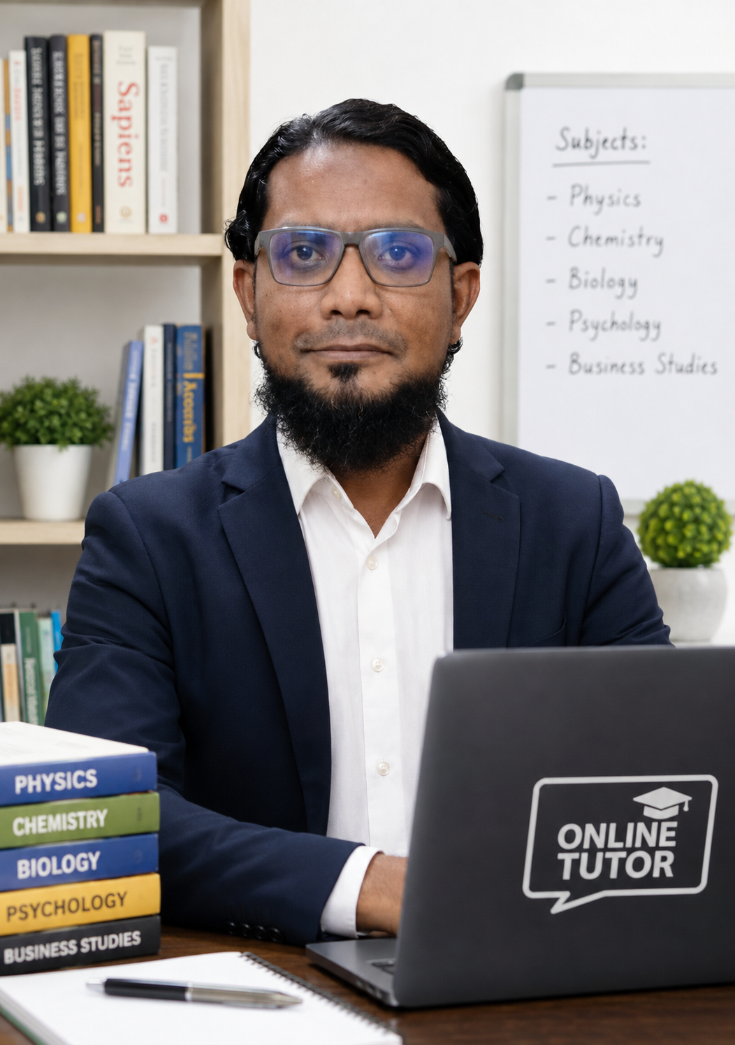 Sheikh Furqan, Online Educator, standing confidently in a library